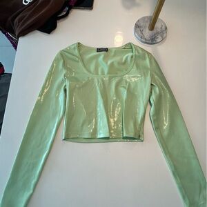 Gianni Versace vintage shiny lime green top size 44